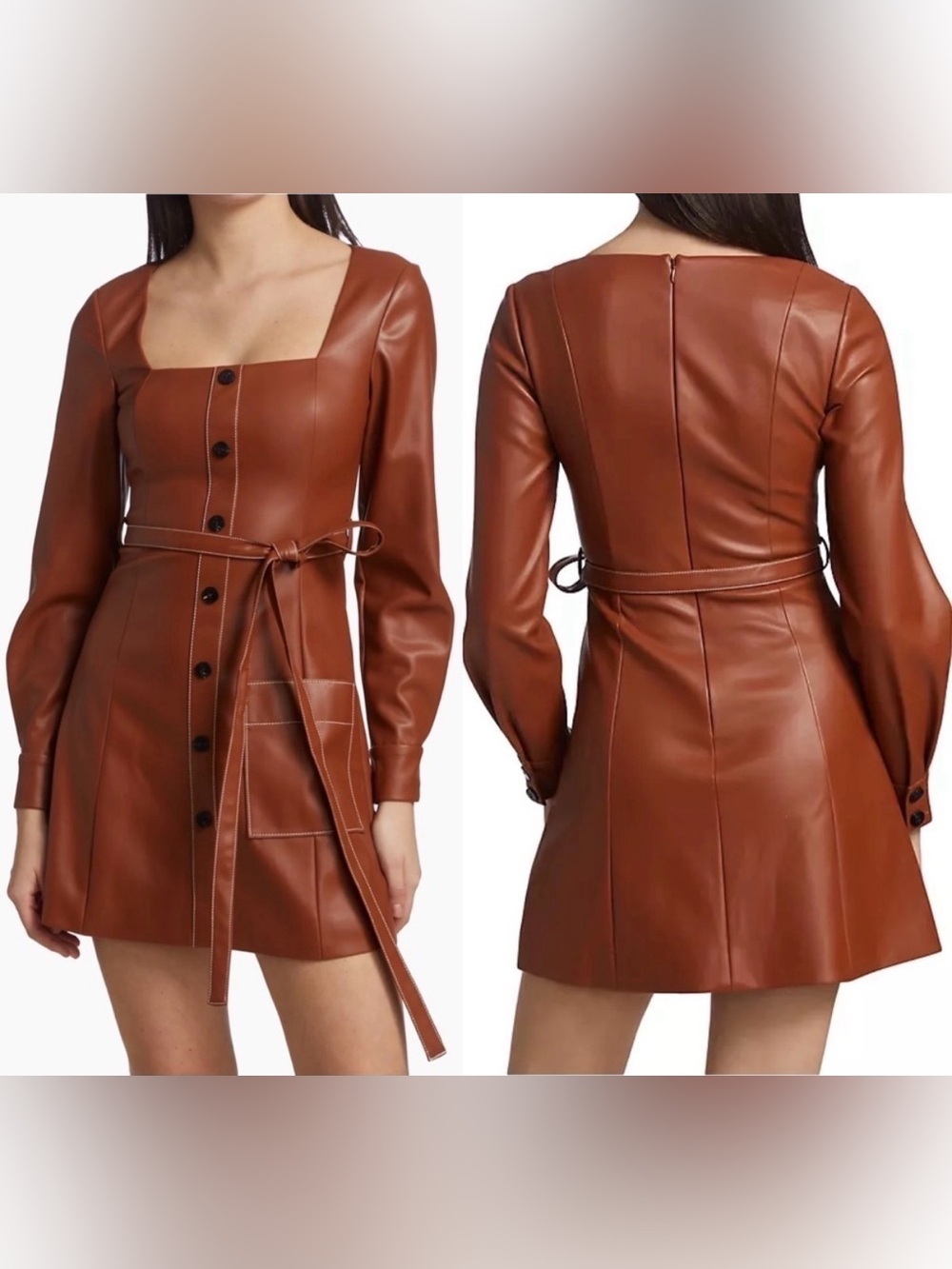 STAUD faux leather dress